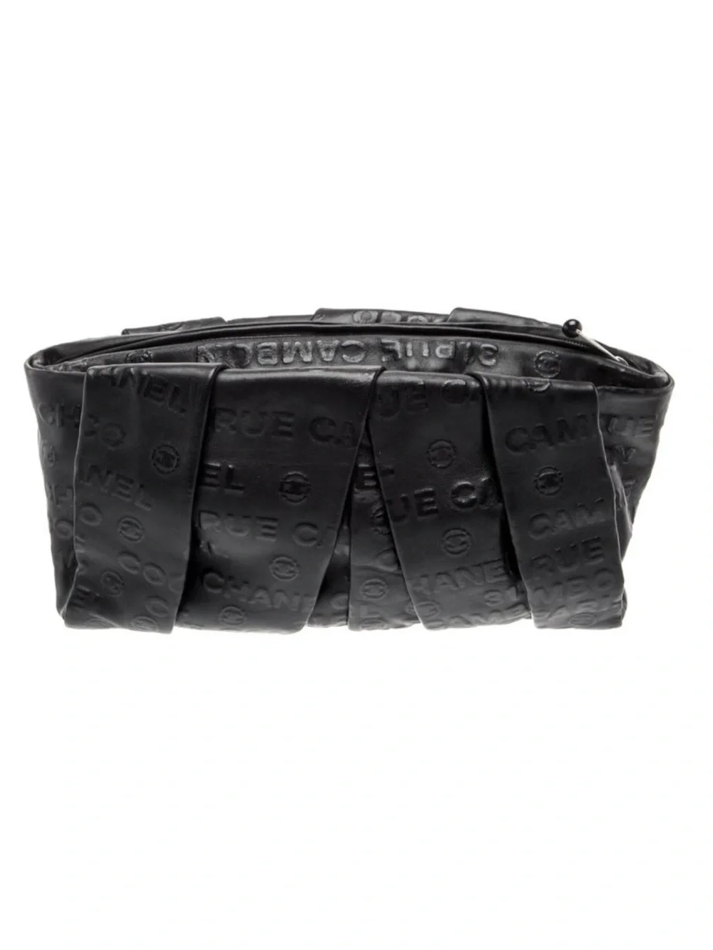Chanel Black Leather Clutch with Quilted Detail